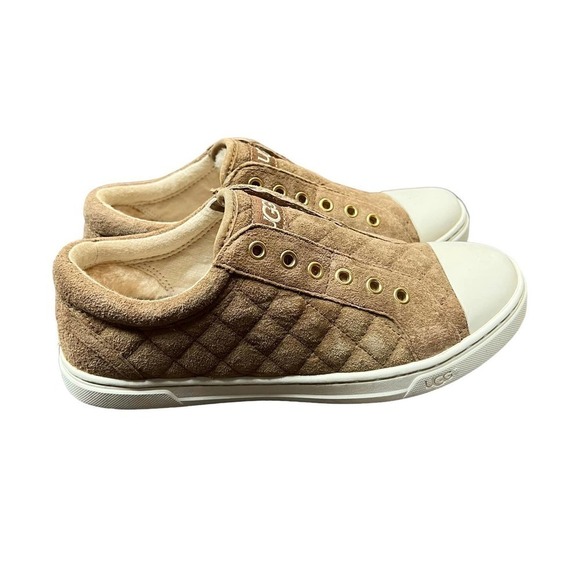 UGG Jemma Quilted Brown Suede Sneaker #1010650 Size 5.5 - Picture 3 of 8
